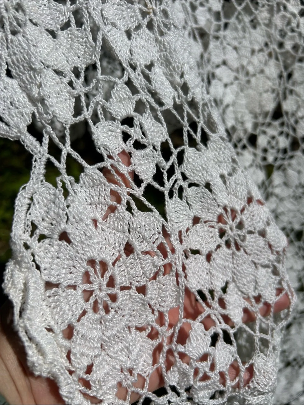 Vintage Bedspread Handmade White Crochet Lace Coverlet Tablecloth 58x79